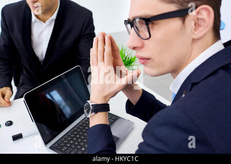 Das Konzept der Business-Meetings, Teamarbeit hautnah Stockfoto