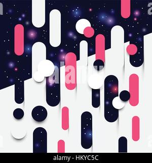 Zusammenfassung Hintergrunddesign mit Formen, Schmelzen in jeder Otherand Sterne. Vektor-illustration Stock Vektor