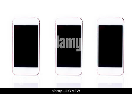 Smartphone auf weißem Hintergrund Stockfoto