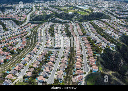 Antenne des suburbanen Sackgassen in der Stevenson Ranch Gemeinschaft des Los Angeles County in Kalifornien. Stockfoto