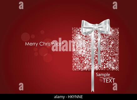 Weihnachten Hintergrund mit Geschenkbox aus Schneeflocken gemacht. Vektor-Illustration. Stock Vektor