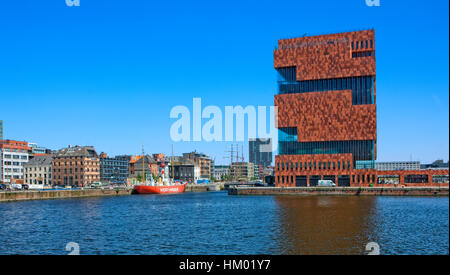 Das Museum Aan De Stroom (MAS) in Antwerpen Stockfoto