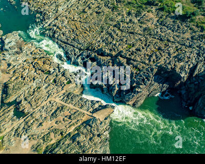 Luftbild von der Pulo Lobo Wasserfall in der Nähe von Mértola, Portugal Stockfoto