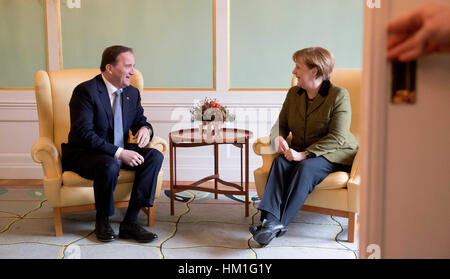 Stockholm, Schweden. 31. Januar 2017. Bundeskanzlerin Angela Merkel (CDU) trifft die schwedische premier Stefan Löfven in Stockholm, Schweden, 31. Januar 2017. Foto: Kay Nietfeld/Dpa/Alamy Live News Stockfoto