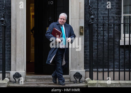 London, Großbritannien. 31 Jan, 2017. Sir Patrick McLoughlin MP, Kanzler des Herzogtums Lancaster, Blätter 10 Downing Street nach einer Kabinettssitzung. Credit: Mark Kerrison/Alamy leben Nachrichten Stockfoto