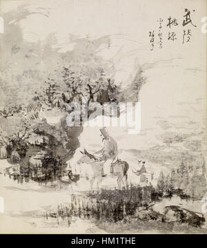 Japanisch - berittene Figur in Landschaft - Walters 35170 Stockfoto