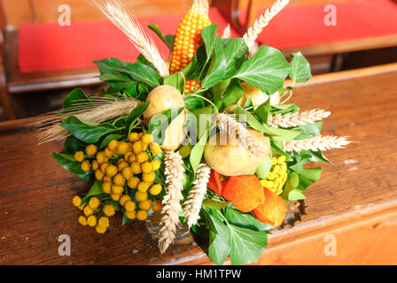 Spitz an der Donau: Kirche des Heiligen Mauritius: Dekoration, Erntedankfest, Weintraube, Wachau, Niederösterreich, Niederösterreich, Österreich Stockfoto