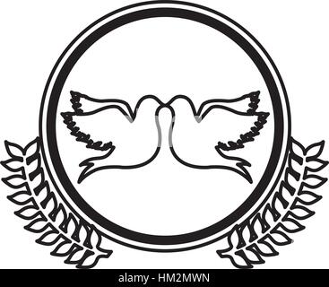 monochrome Tauben angebracht, indem die Spitze im Kreis mit Oliven Branchs Vektor-illustration Stock Vektor