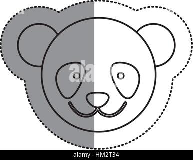 monochrome Kontur Aufkleber mit Panda Kopf und mittleren Schatten-Vektor-illustration Stock Vektor