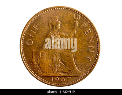 Eine One Penny alte britische kaiserliche Münze Stockfoto