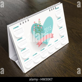 Kalender auf Holztisch Jahr 2015 Stockfoto