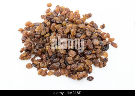 Ein Haufen von frischen Sultana auf weißem Hintergrund Stockfoto