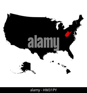 Karte von der US-Bundesstaat West Virginia Stock Vektor