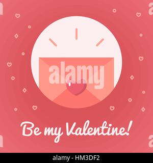 Valentine s Day Karte mit Liebesbrief Stock Vektor