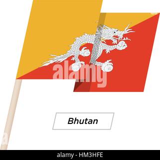 Bhutan Band winken Flag, Isolated on White. Vektor-Illustration. Stock Vektor