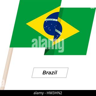 Brasilien Band winken Flag, Isolated on White. Vektor-Illustration. Stock Vektor