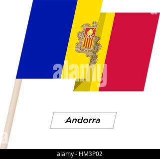 Andorra Band winken Flag, Isolated on White. Vektor-Illustration. Stock Vektor