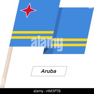 Aruba Band winken Flag, Isolated on White. Vektor-Illustration. Stock Vektor