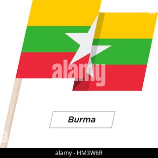 Burma Band winken Flag, Isolated on White. Vektor-Illustration. Stock Vektor