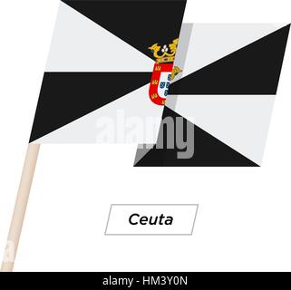 Ceuta Band winken Flag, Isolated on White. Vektor-Illustration. Stock Vektor