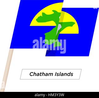 Chatham-Inseln Ribbon wehende Flagge, Isolated on White. Vektor-Illustration. Stock Vektor