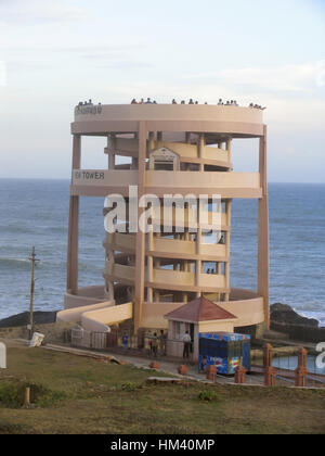 & Sonnenaufgang Sonnenuntergang ansehen Turm, Kanyakumari, Tamil Nadu, Indien Stockfoto