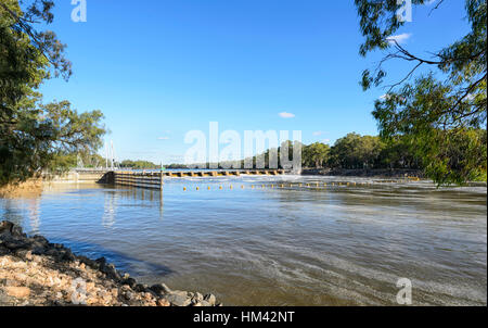 Wehr Nr. 10, Wentworth, in der Nähe der Kreuzung der Darling und Murray Flüsse, New South Wales, Australia Stockfoto