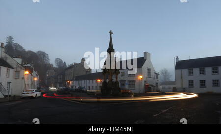 Atholl Memorial Fountain in der Abenddämmerung Dunkeld Schottland Januar 2017 Stockfoto