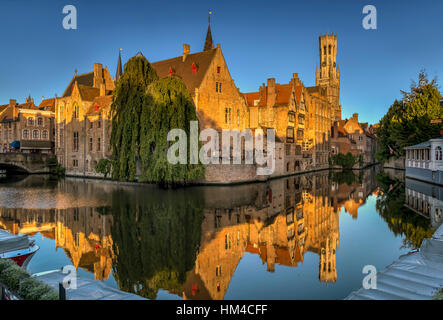 Sonnenaufgang in der schönen Stadt Brügge, Belgien Stockfoto