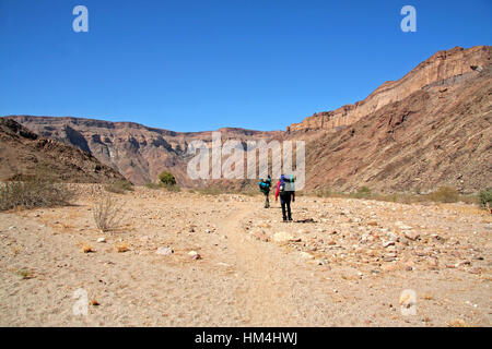 Der Fish River Canyon Wanderweg ein halb Wüste Schlucht im Süden Namibias Fuß Stockfoto