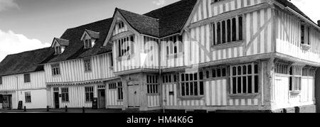 Das Corpus Christi Rathaus, Marktplatz, Lavenham Dorf, Suffolk County, England, Großbritannien. Im 16. Jahrhundert erbaut. Stockfoto