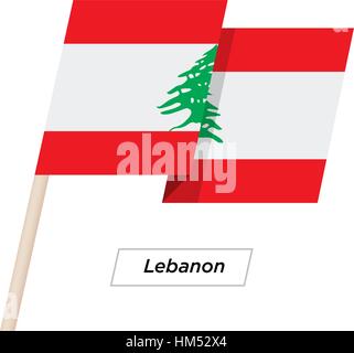 Libanon Band winken Flag, Isolated on White. Vektor-Illustration. Stock Vektor