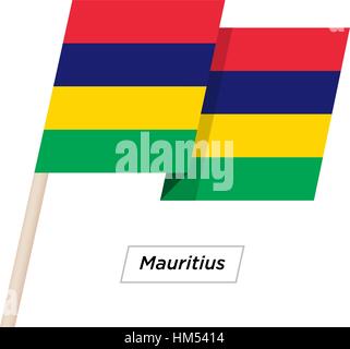 Mauritius Band winken Flag, Isolated on White. Vektor-Illustration. Stock Vektor