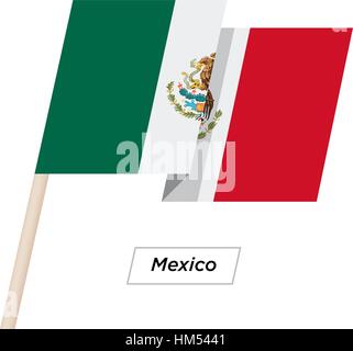 Mexiko Band winken Flag, Isolated on White. Vektor-Illustration. Stock Vektor