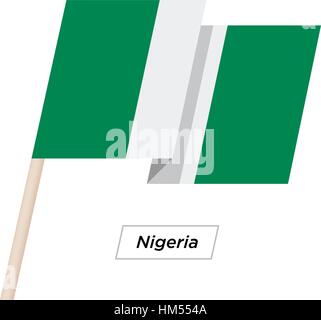 Nigeria Band winken Flag, Isolated on White. Vektor-Illustration. Stock Vektor