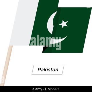 Pakistans Multifunktionsleiste Waving Flag Isolated on White. Vektor-Illustration. Stock Vektor