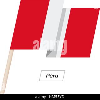 Peru Band winken Flag, Isolated on White. Vektor-Illustration. Stock Vektor