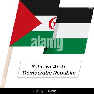Sahrawi arabische demokratische Repablic Ribbon wehende Flagge, Isolated on White. Vektor-Illustration. Stock Vektor