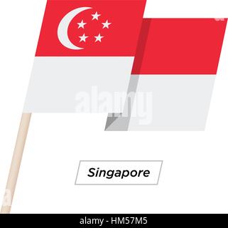 Singapur Band winken Flag, Isolated on White. Vektor-Illustration. Stock Vektor