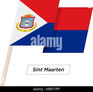 Sint Maarten scharfen Band wehende Flagge, Isolated on White. Vektor-Illustration. Stock Vektor