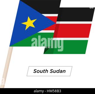 Süd-Sudan Ribbon wehende Flagge, Isolated on White. Vektor-Illustration. Stock Vektor