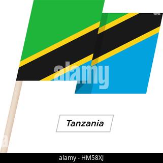 Tansania Band winken Flag, Isolated on White. Vektor-Illustration. Stock Vektor