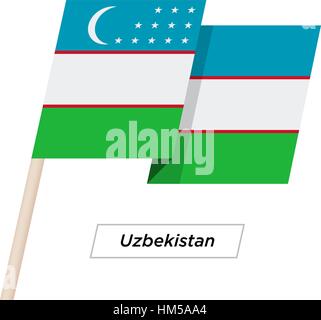 Usbekistan Band winken Flag, Isolated on White. Vektor-Illustration. Stock Vektor