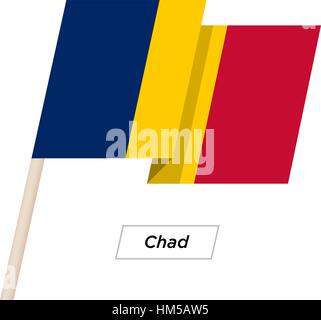 Chad Band winken Flag, Isolated on White. Vektor-Illustration. Stock Vektor