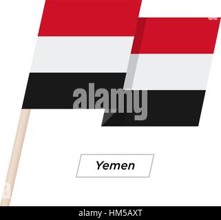 Jemen Band winken Flag, Isolated on White. Vektor-Illustration. Stock Vektor