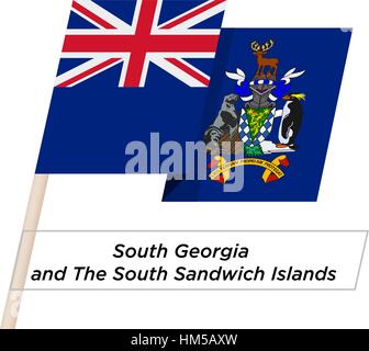 Südgeorgien und die Südlichen Sandwichinseln Band wehende Flagge, Isolated on White. Vektor-Illustration. Stock Vektor
