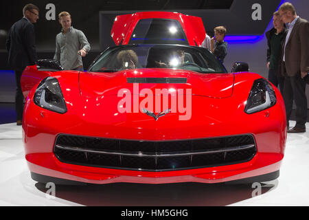 FRANKFURT, GERMANY - SEP 13: Chevrolet Corvette Stingray auf der IAA motor Show am Sep 13, 2013 in Frankfurt am Main. Mehr als 1,000 Aussteller aus 35 countr Stockfoto