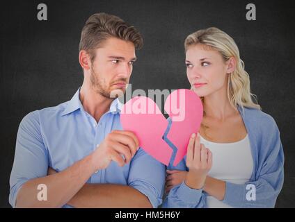 Deprimiert paar mit gebrochenem Herzen Stockfoto