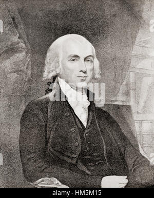 James Madison, Jr., 1751 – 1836. US-amerikanischer Politiker und Gründervater der vierte Präsident der Vereinigten Staaten von 1809 bis 1817 war. Stockfoto