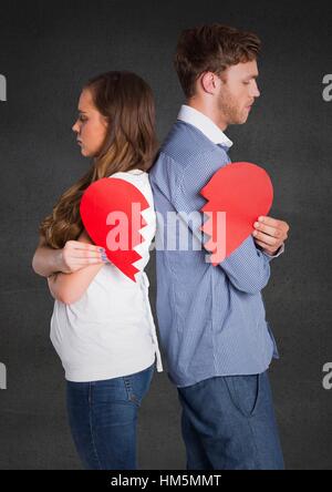 Deprimiert paar mit gebrochenem Herzen Stockfoto